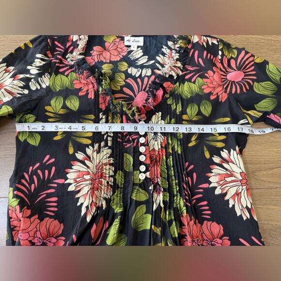 At Last… Annabel Cotton Kaftan Tunic Dress In Black Floral Size UK 8 US 4 - Picture 9 of 11